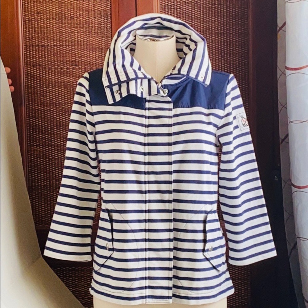 L-RL Lauren Active stripe zip up jacket sweater